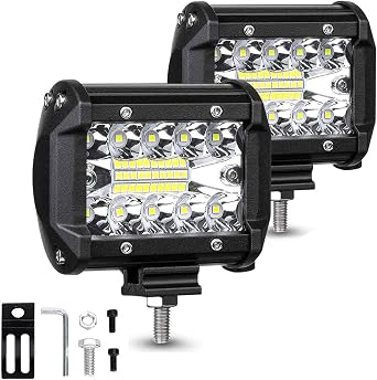 4 Inch Quad Row LED Pods 12960LM Spot Flood Combo Off Road Light Bar - Triple Row LED Work Light Driving Fog Lamps for Pickup Truck ATV UTV SUV Boat