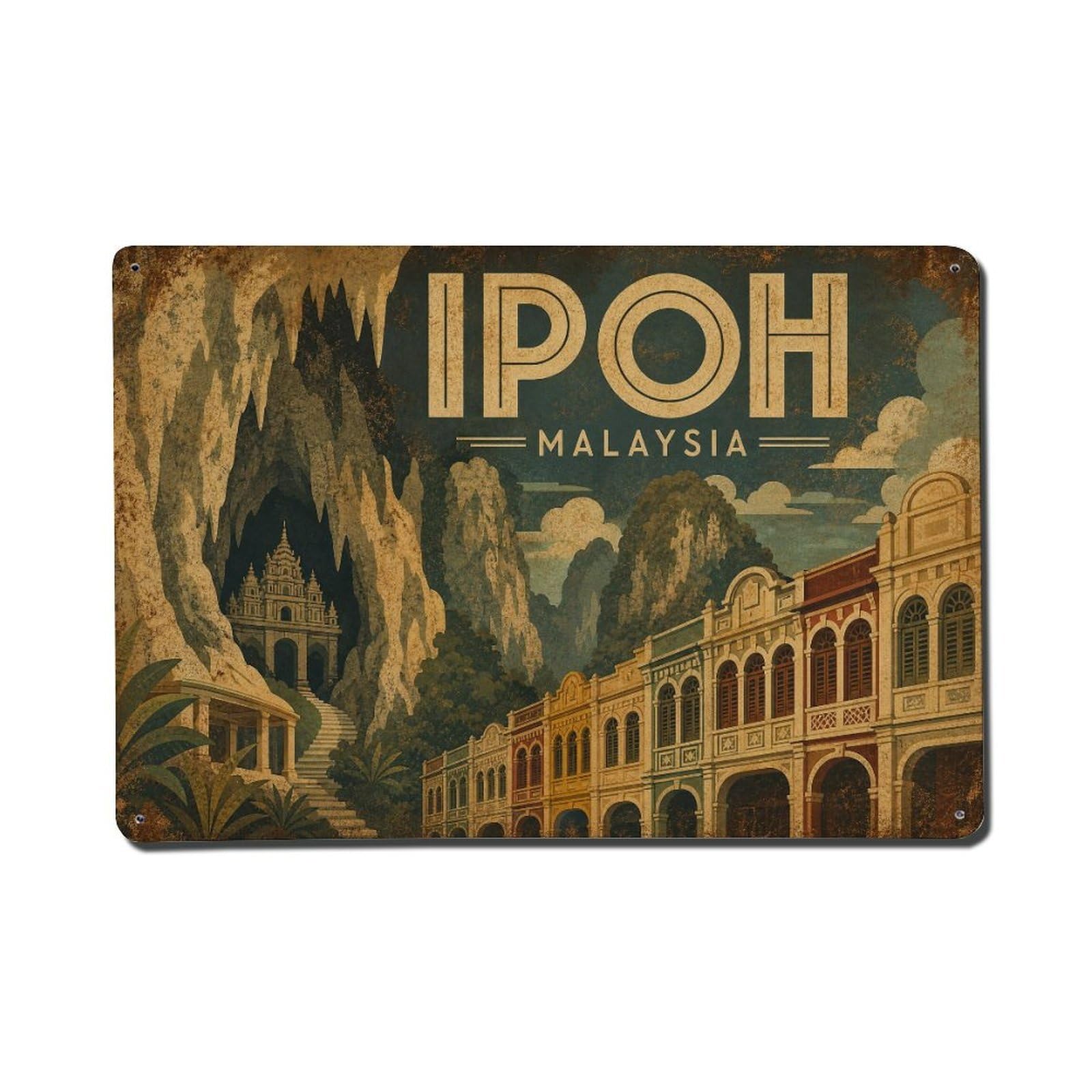 Metal Tin Sign Travel Vintage Malaysia Ipoh