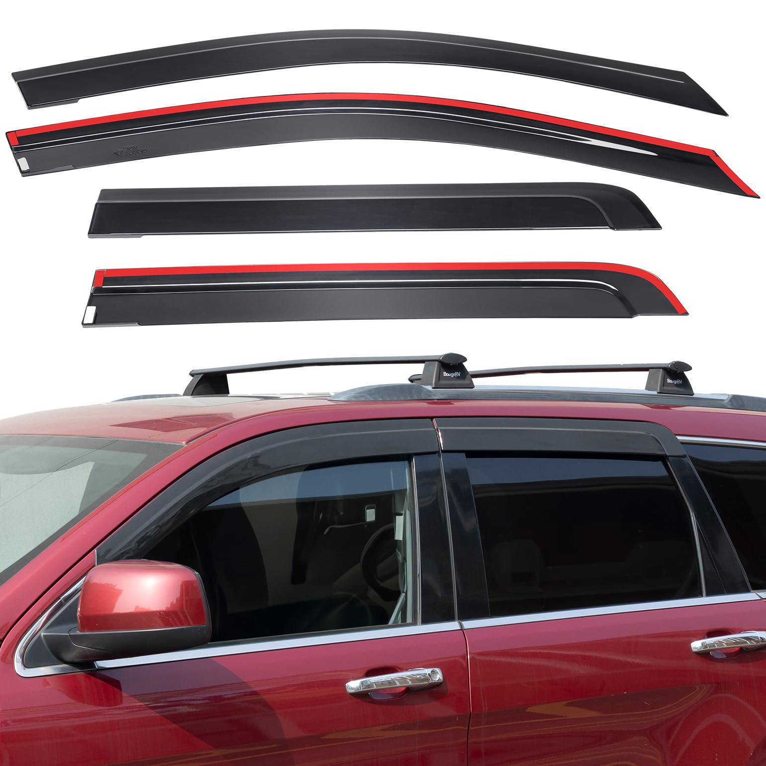 JOYTUTUS Tape-On Rain Guards Compatible with 2011-2021 Grand Cherokee Window Vent Visor, Outside Mount Window Deflectors Vent Shades Grand Cherokee Accessories