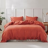 Vista 12 de Simple&Opulence Juego de funda de edredón 100 % lino, 3 piezas con cierre de corbatinas, de lino francés lavado, color liso, suave, transpirable