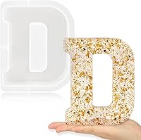 Vista 22 de Gartful Moldes de letras grandes de 7 pulgadas para resina, molde de resina epoxi del alfabeto mayúscula M 3D, moldes de letras de resina gruesa