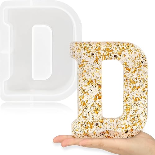 Miniatura 23 de Gartful Moldes de letra grandes de 7 pulgadas para resina, molde de resina epoxi 3D de alfabeto capital A, moldes de letra de resina gruesa de A a Z