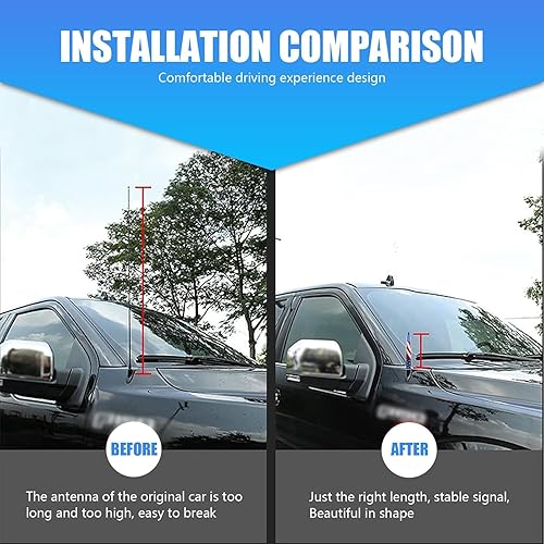 Miniatura 3 de Ajxn 1 antena tipo bala para automóvil y camión con diseño de bandera estadounidense, compatible con F150 F250 F350 Super Chevrolet Duty Raptor