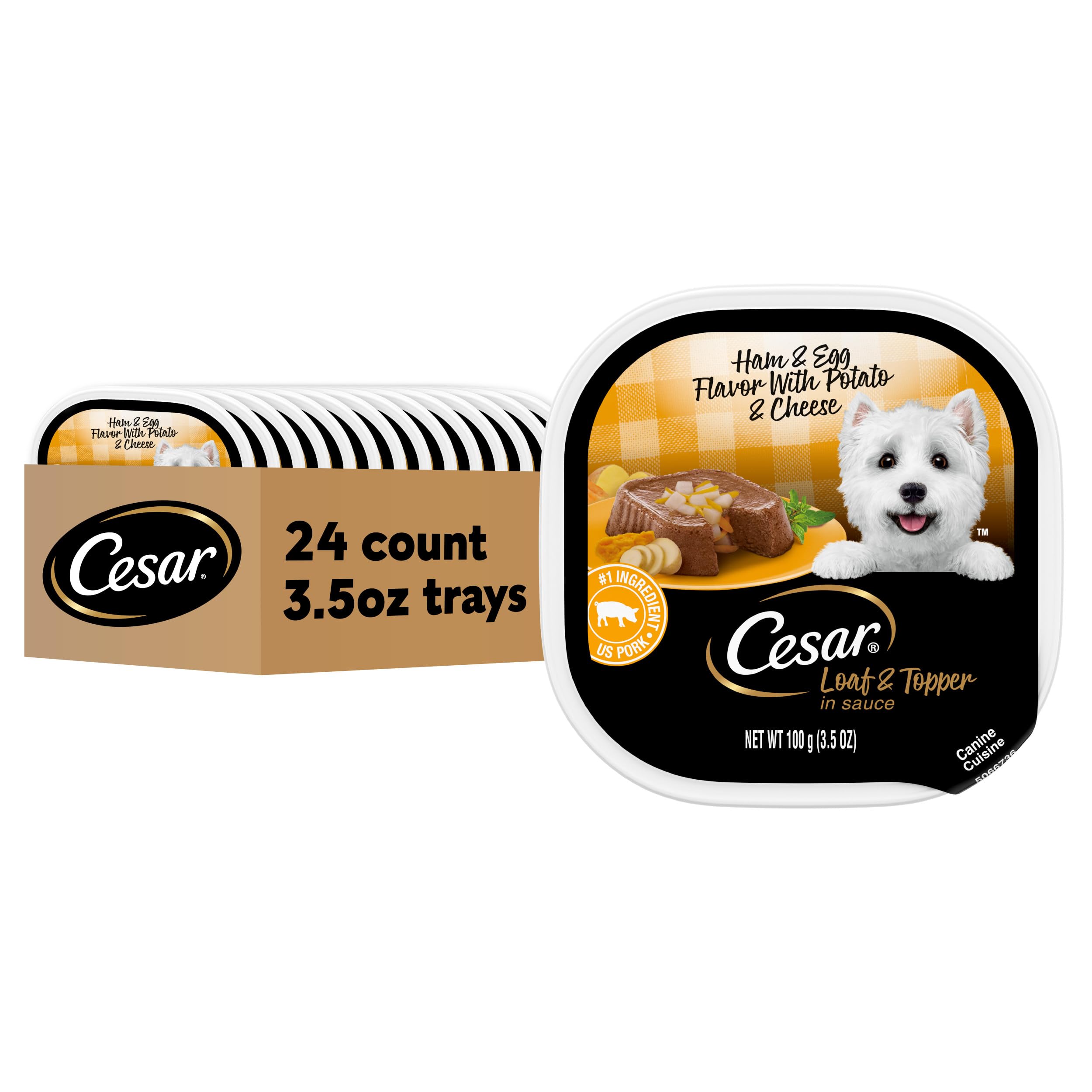 CESAR SAVORY DELIGHTS Ham and Egg Flavor with Potato Dog Food Trays 3.5 Ounces (Pack of 24)