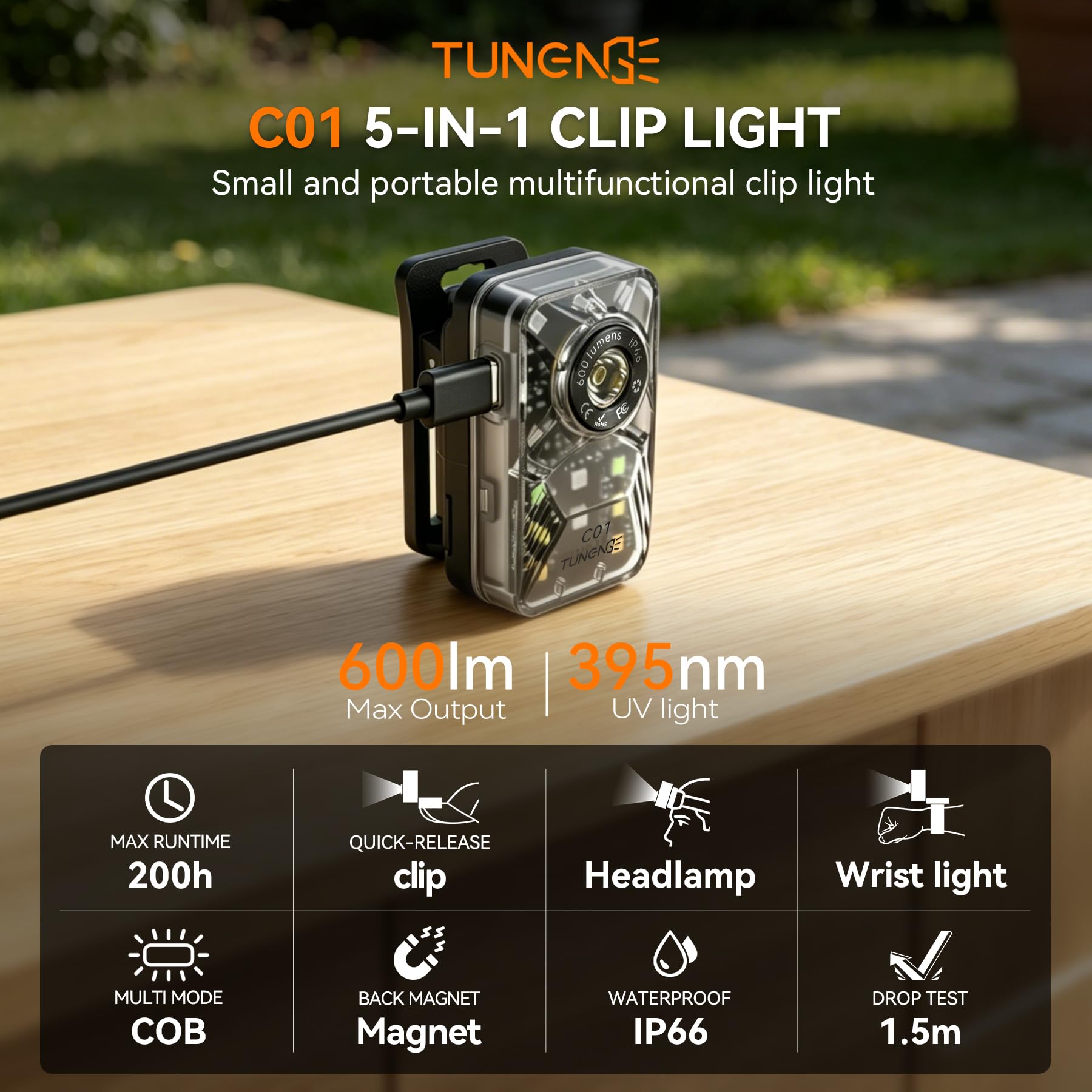 Lampe de poche mains libres clipsable vert
