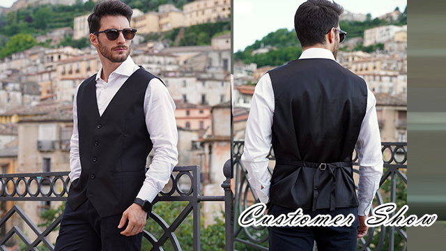 COOFANDY Kostuumvest voor heren, V-hals, formeel, bruiloft, klassiek, slim fit, elegant, vest, business, party vest, Donkerblauw, M