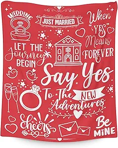 Wedding Throw Blanket - Soft, Fuzzy & Warm - 50x60 Inches Marriage Prayer Blankets for Bride, Groom - Red Modern Throws Gifts for Newlywed Couples