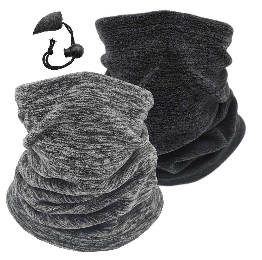 Cache-Cou Polaire Unisexe - Écharpe Snood Tricoté, Coupe-Vent, Pour Ski, Randonnée (Noir/Gris)