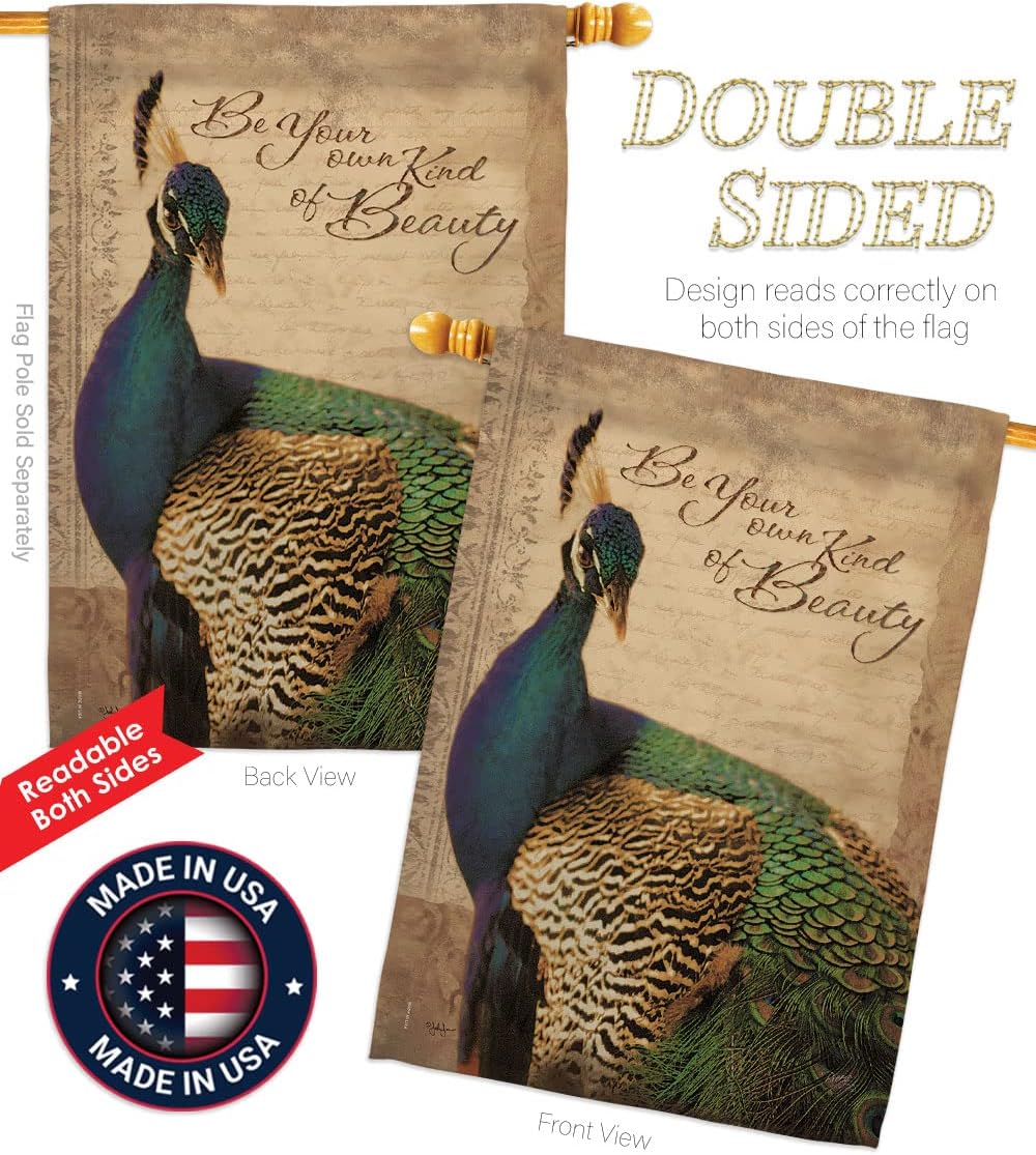 Breeze Decor - Peacock Garden Friends - Everyday Impressions Decorative Vertical House Flag 28" x 40" Printed in USA