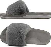 Vista 1 de COFACE Pantuflas para mujer con soporte de arco, cómodas, puntera abierta, mullidas, para la casa, fascitis plantar, ortopédicas, para interiores