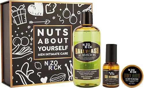 Ball Deodorant for Men, Mens Ball Wash Kit, Natural & Organic Ball Wash Lotion+Ball Deodorant Spray+Anti-Chafing Nut Balm Cream to Stay Fresh, Dry & Moisturized All Day