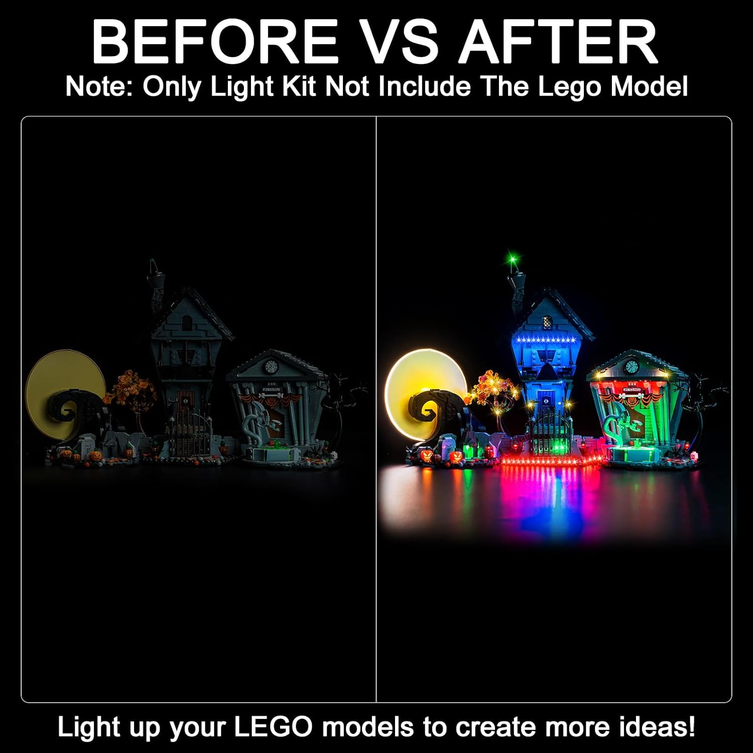 Led Light Kit Compatible with Lego Disney Tim Burton's Christmas 21351 Building Set, Gift Idea for Adult Builders and Fans (Model Not Includd)