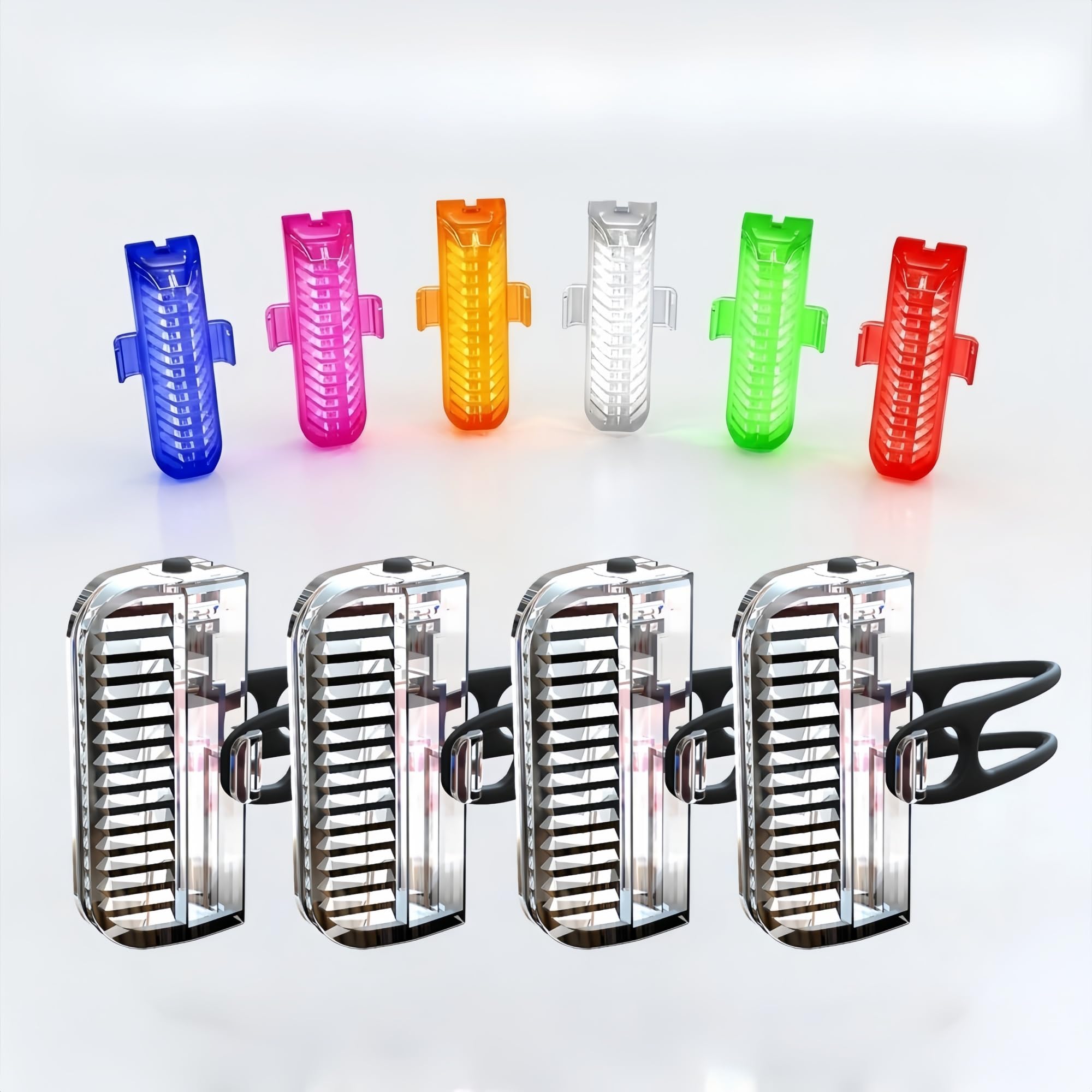 HANZE Lumières LED rechargeables pour rayons de vélo - 7 couleurs avec 12 modes clignotants - Détecteur de mouvement marche/arrêt automatique - Accessoires étanches pour vélo électrique pour enfants