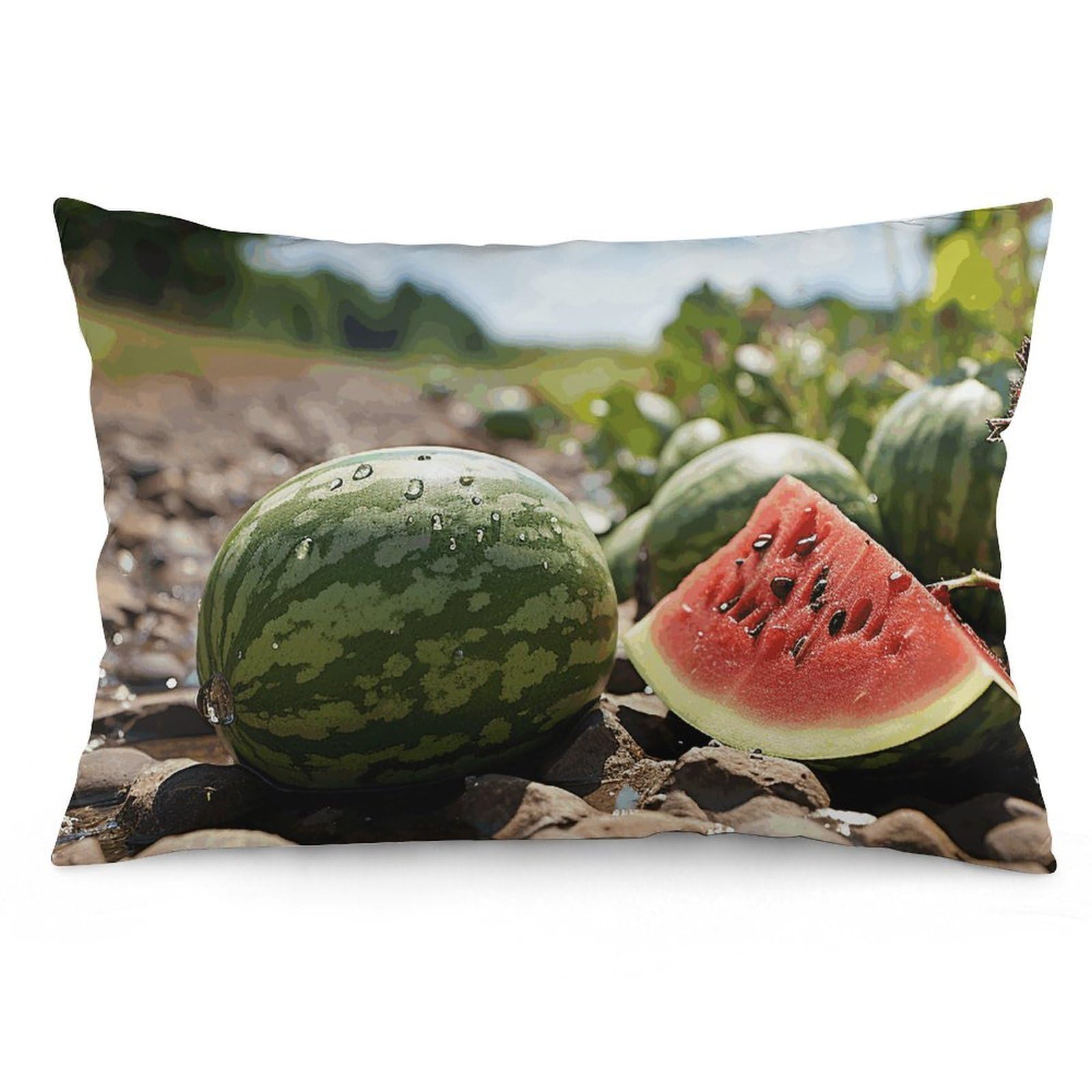 2 Pack Pillow Cases for Hair and Skin, Soft Breathable Pillow Case Covers with Hidden Zipper, Watermelon on The Ground Pillowcase 12 "x20 Pillow Covers for Sleeping Gift