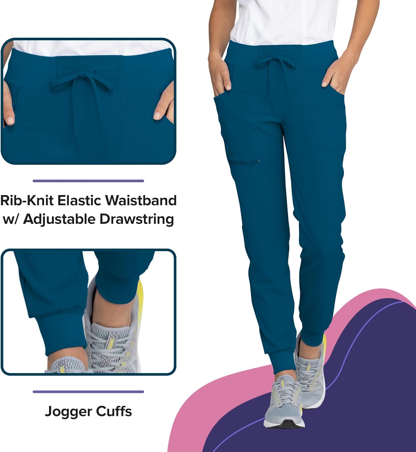 Heartsoul Women's Medical Scrub Jogger Pants Contemporary fit Drawstring waistband Jogger With 5 Pockets - HS030 - Image 5