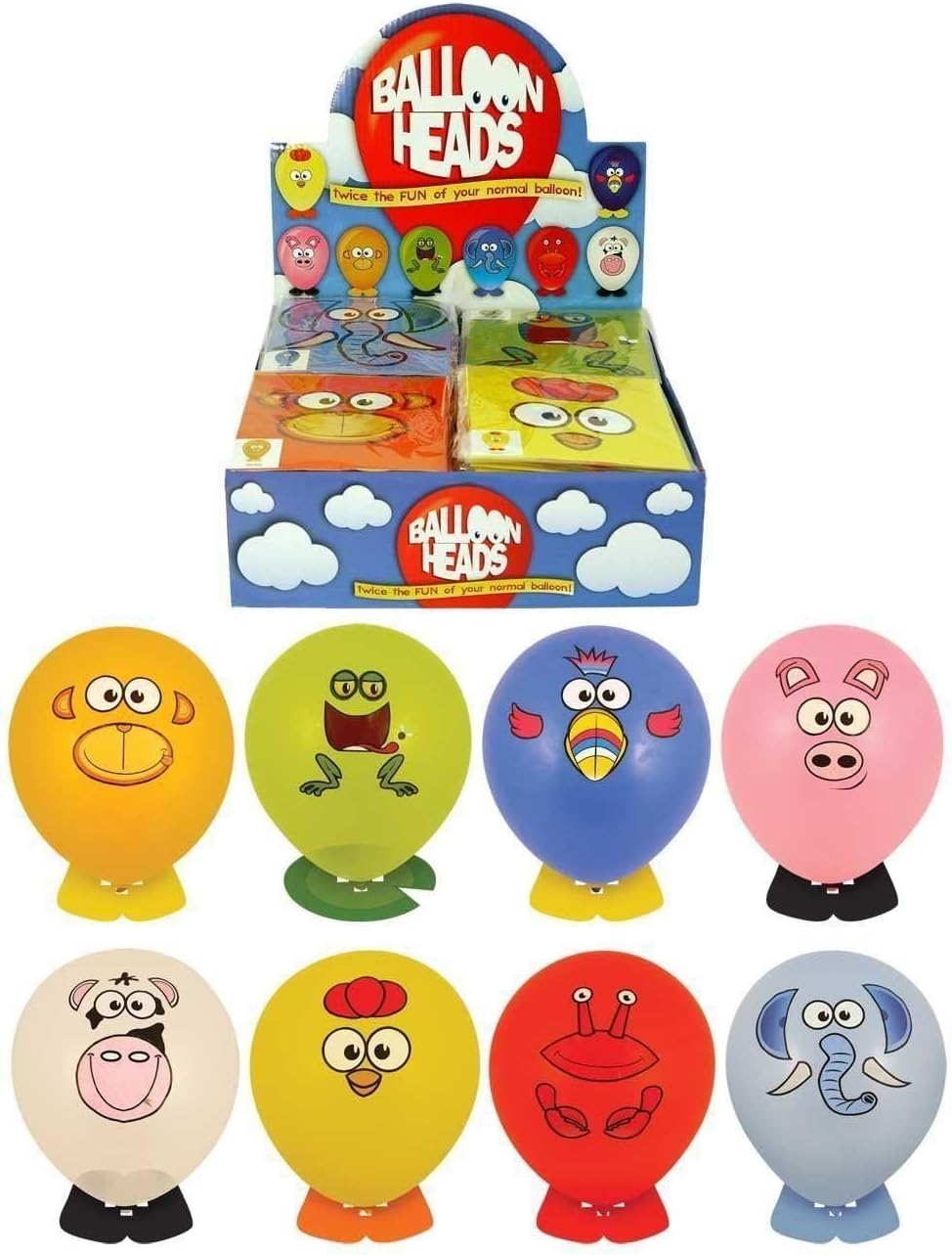 Henbrandt Party Balloons Balloon animal funny face heads with stickers and animal feet party bag filler pack of 8