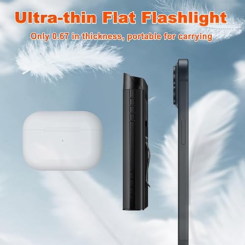 Miniatura 3 de Linterna plana, linternas EDC recargables con clip, 6 modos de luz LED de bolsillo, IPX6, para señalización, trabajo, uso en exteriores o interiores