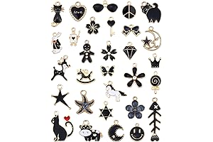 30-Piece Assortment of Black Enamel Charms: Enhance Your Jewelry Creations