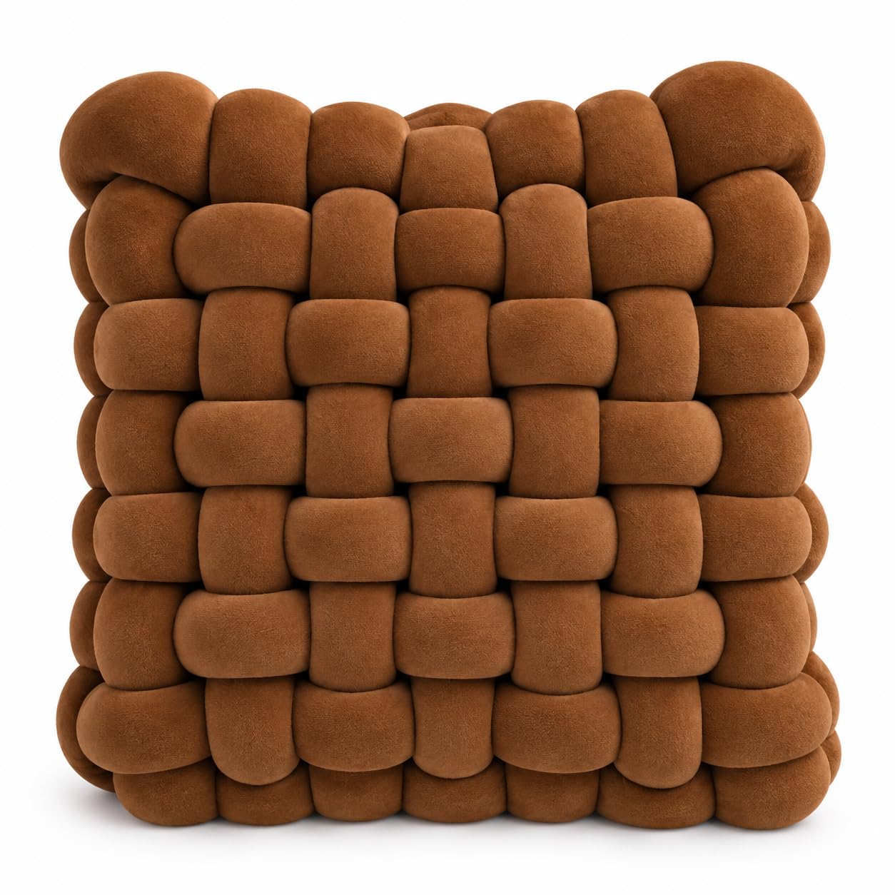 Knotted Cushion 30cm Chunky Woven Square Throw Pillow Home - Mocha Brown