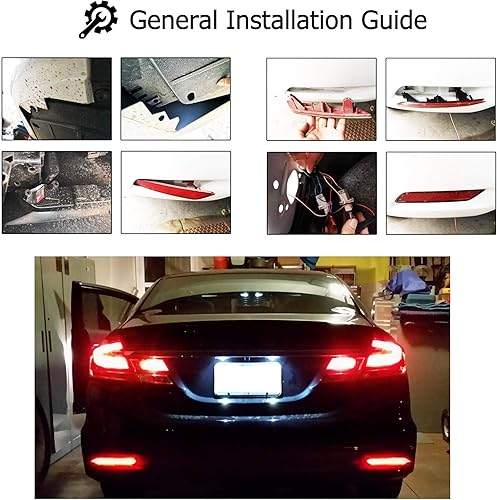 Miniatura 6 de iJDMTOY Lentes ahumadas 60-SMD LED Reflector de parachoques compatibles con Honda Civic Sedan 2013-2015, funciona como faros antiniebla traseros,