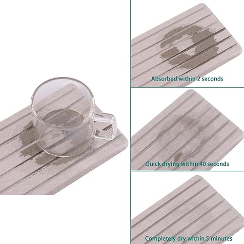 Miniatura 41 de 2 posavasos rectangulares de diatomita absorbentes de agua, diseño ranurado, piedra absorbente de agua utilizada para jabones de manos, plantas