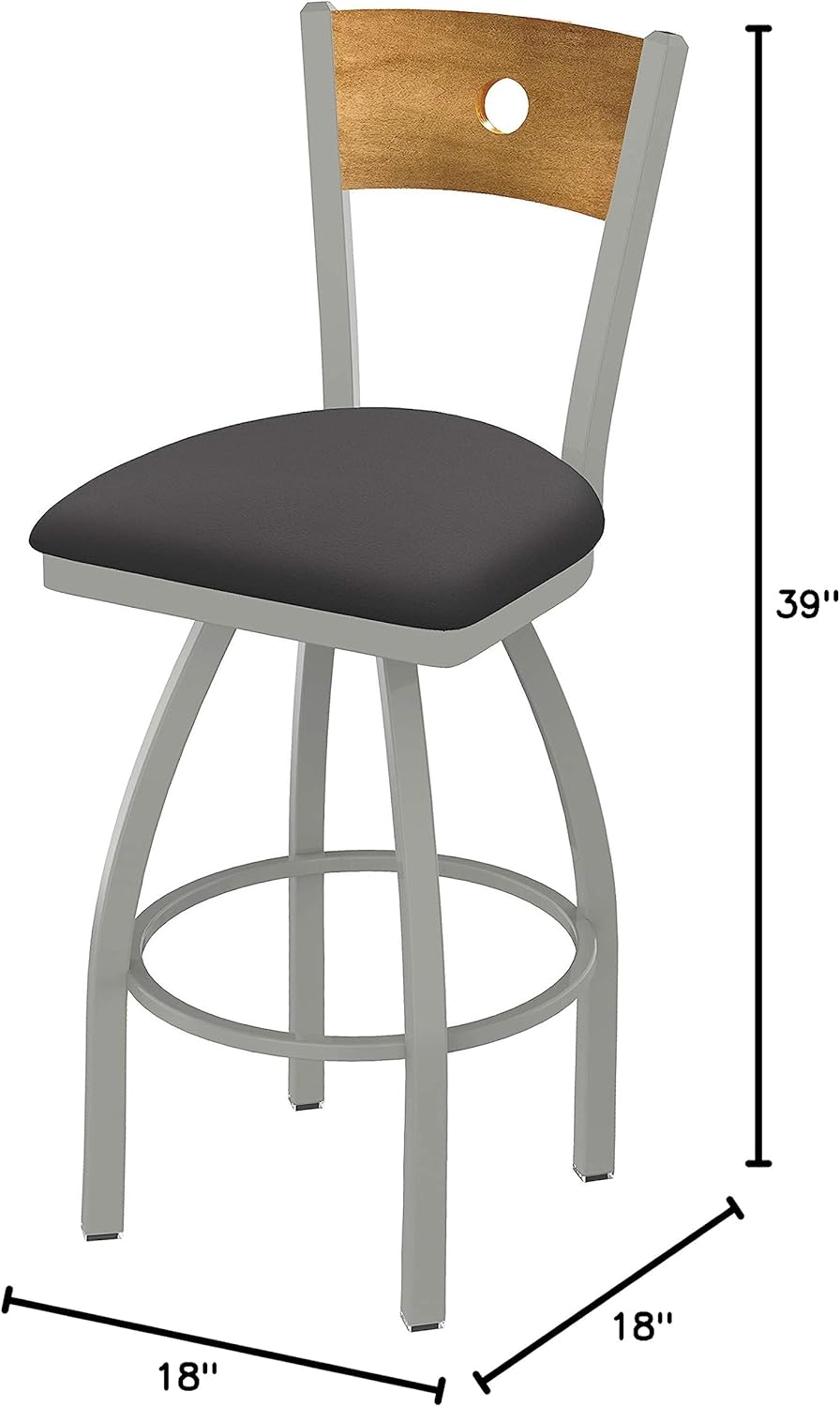HBS 830 Voltaire 25" Swivel Counter Stool with Anodized Nickel Finish, Medium Back and Canter Storm Seat