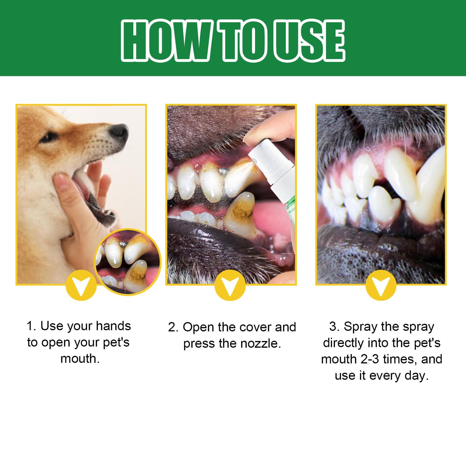 Spray de Dentaire pour Chiens Chats, Dentifrice Chien, Pet Dental Care Toothpaste, Soins Dentaires avec, Sans Rinçage ni Brossage, Élimine la Plaque Dentaire, une Haleine Fraîche et Saine, 30ml