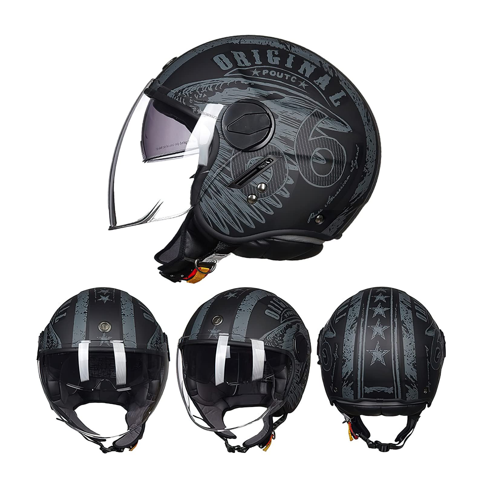 Casque De Moto, ECE 22.06 Certifié Casque Semi-Ouvert Casque Jet Casque Moto Et Scooter Femme Adulte Anti Scratch Visiere