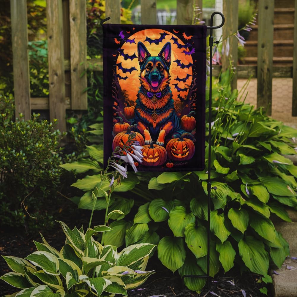 Caroline's Treasures DAC1508GF German Shepherd Witchy Halloween Garden Flag Mailbox Flag Decorative Yard Flag Banner Outside Patio Artwork Yard Flower Beds, Garden Size, Multicolor
