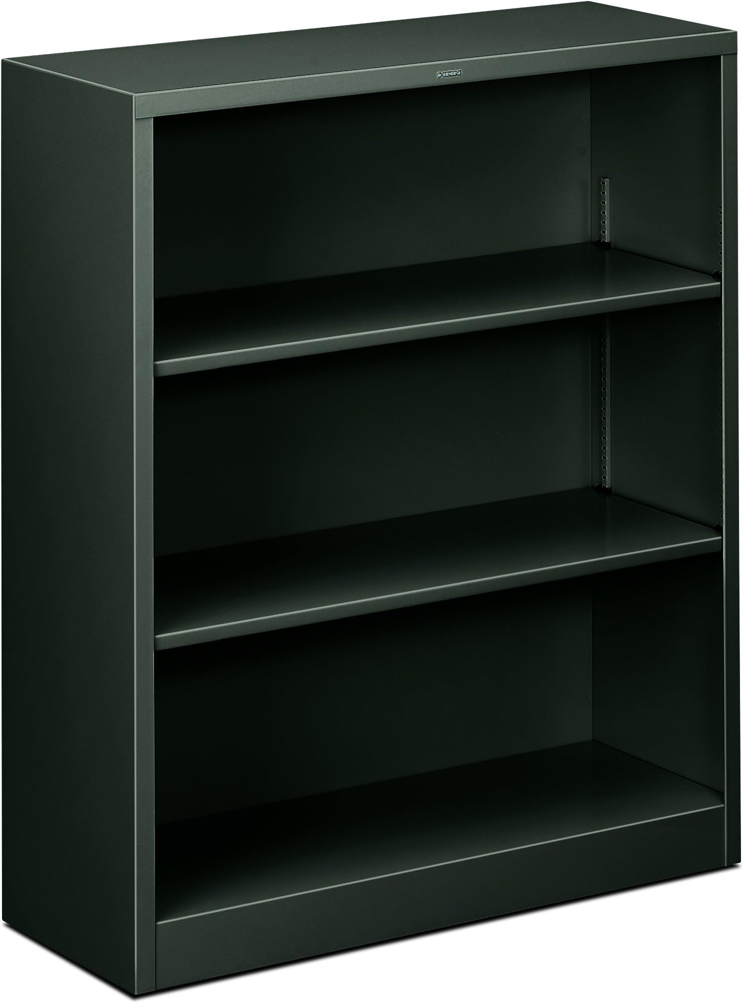 HON Metal Bookcase - 3-Shelf Bookcase, 34-1/2w x 12-5/8d x 41h, Charcoal (HHS42ABC)