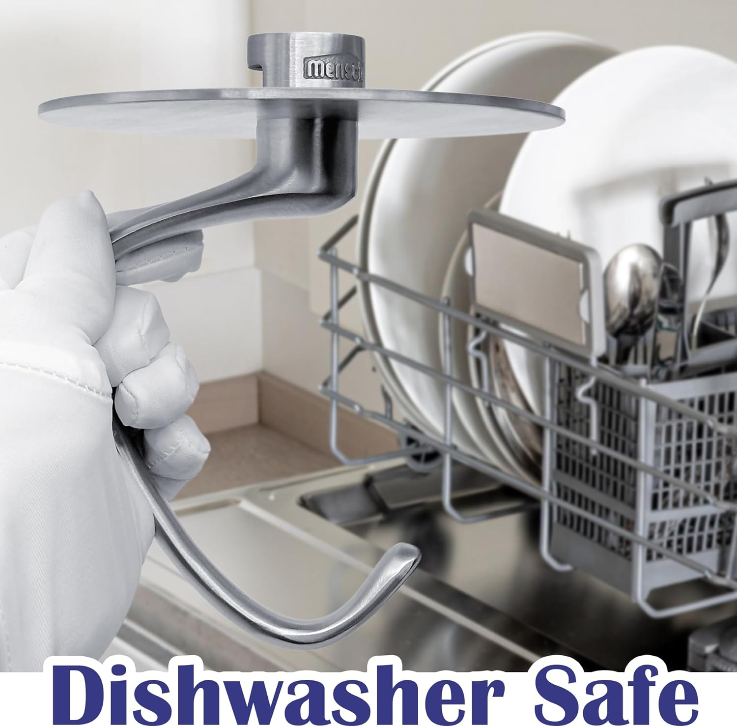 Anti-Climb Stainless Steel Dough Hook for KitchenAid 4.5-5 Qt Tilt-Head Mixers, with 5.1" Shield to Stop Dough Climbing, Replaces K45DH