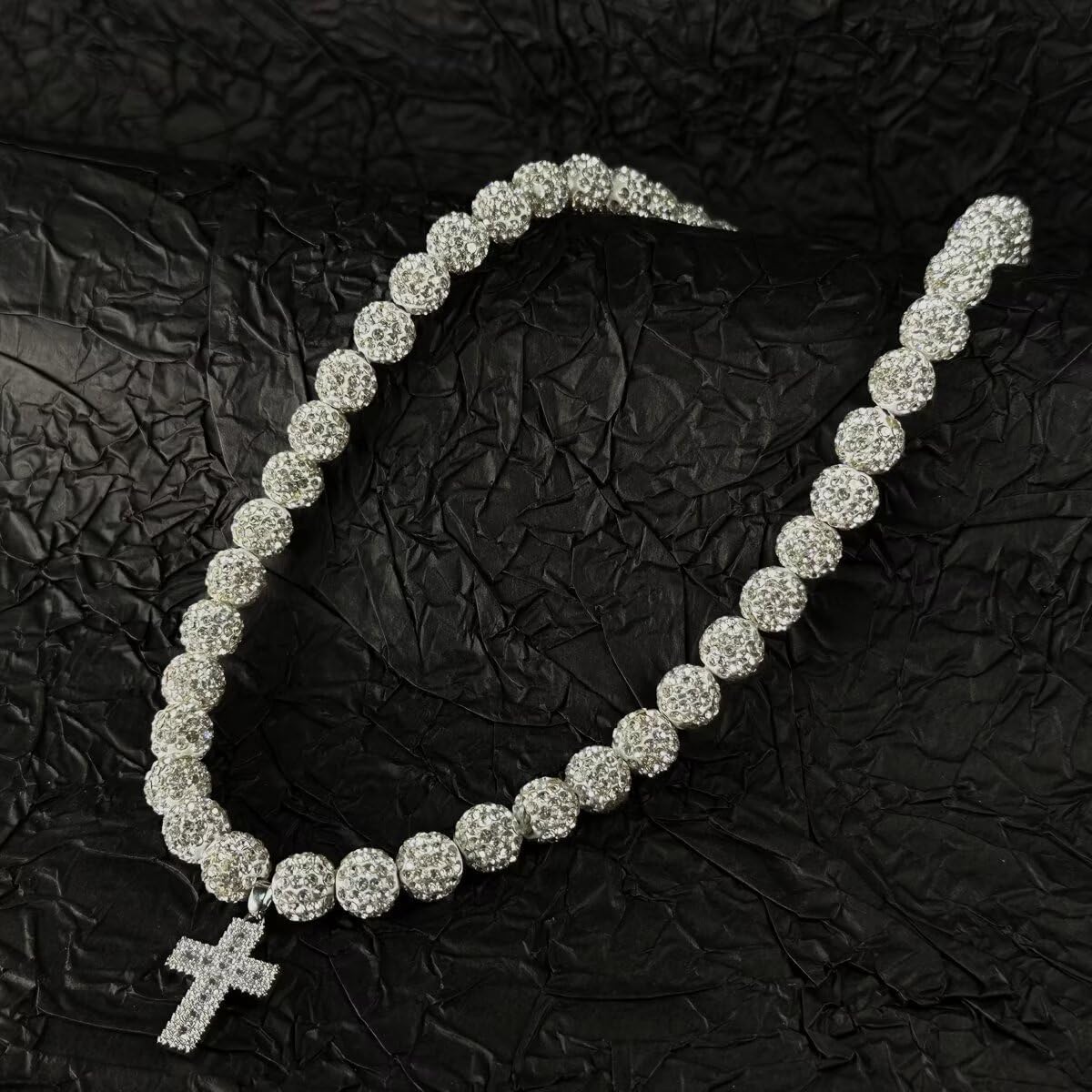 16 Inch Baseball Necklaces for Boys, 18-20 Inch Baseball Necklace, Rhinestone Baseball Bead Necklace, Baseball Cross Necklace for Men, Adjustable Baseball Drip Bling Necklace for Baseball Team Lovers - Image 2