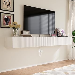 FurniNova Fully Assembled Floating TV Stand with Drawers,55'' Matte Wall...