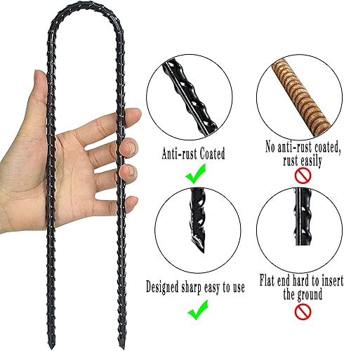 Miniatura 4 de Estacas de viento resistentes de 12 pulgadas en forma de U para barra de refuerzo para seguridad de trampolín, juego de columpio, campamento,
