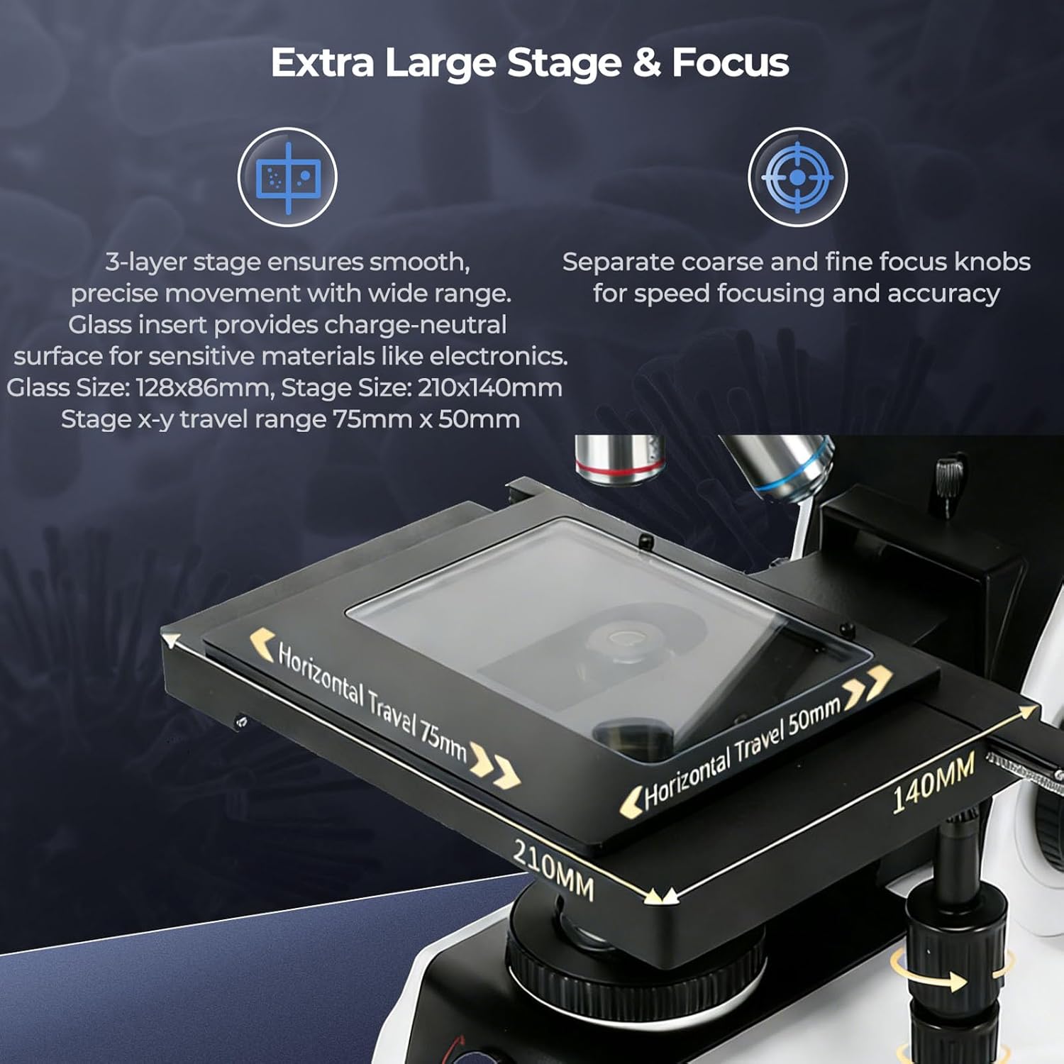 Infinity-Corrected Polarizing Metallurgical EPI Reflected Illumination Vabiooth Trinocular Microscope 50X-500X Mag, 4K Camera with Software, Infinity Achromatic Objectives,3-Layer Mechanical Stage