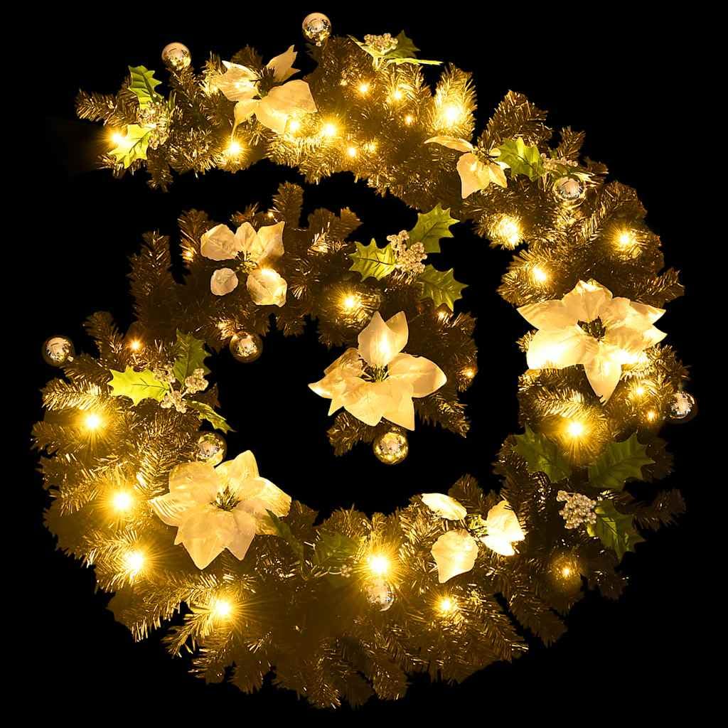 Guirnalda de Navidad con luces LED negras de PVC de 2,7 m, 50 ledes, 220 puntas, impermeable para interior y exterior, funciona con USB, iluminación festiva para ventanas, jardín, balcón