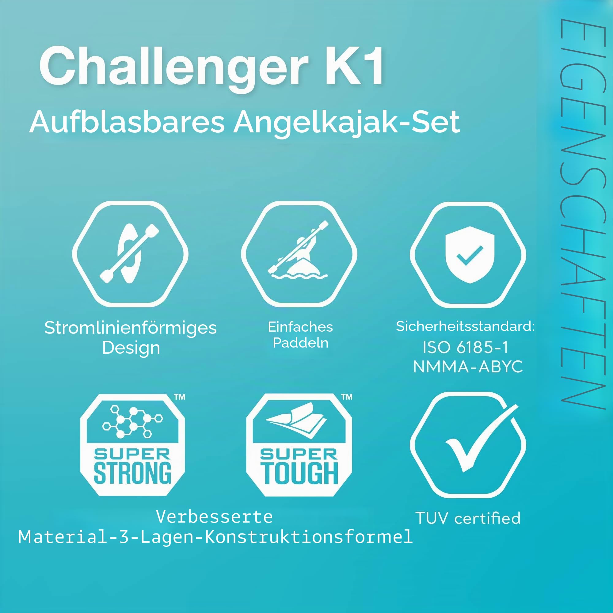 Intex Unisex Boot Challenger K1 Phthalates Free Inkl. 84 Paddel und Luftpumpe Schlauchboot/aufblasbares Kajak, grün/blau, 274 X 76 X 33 cm 68306EP