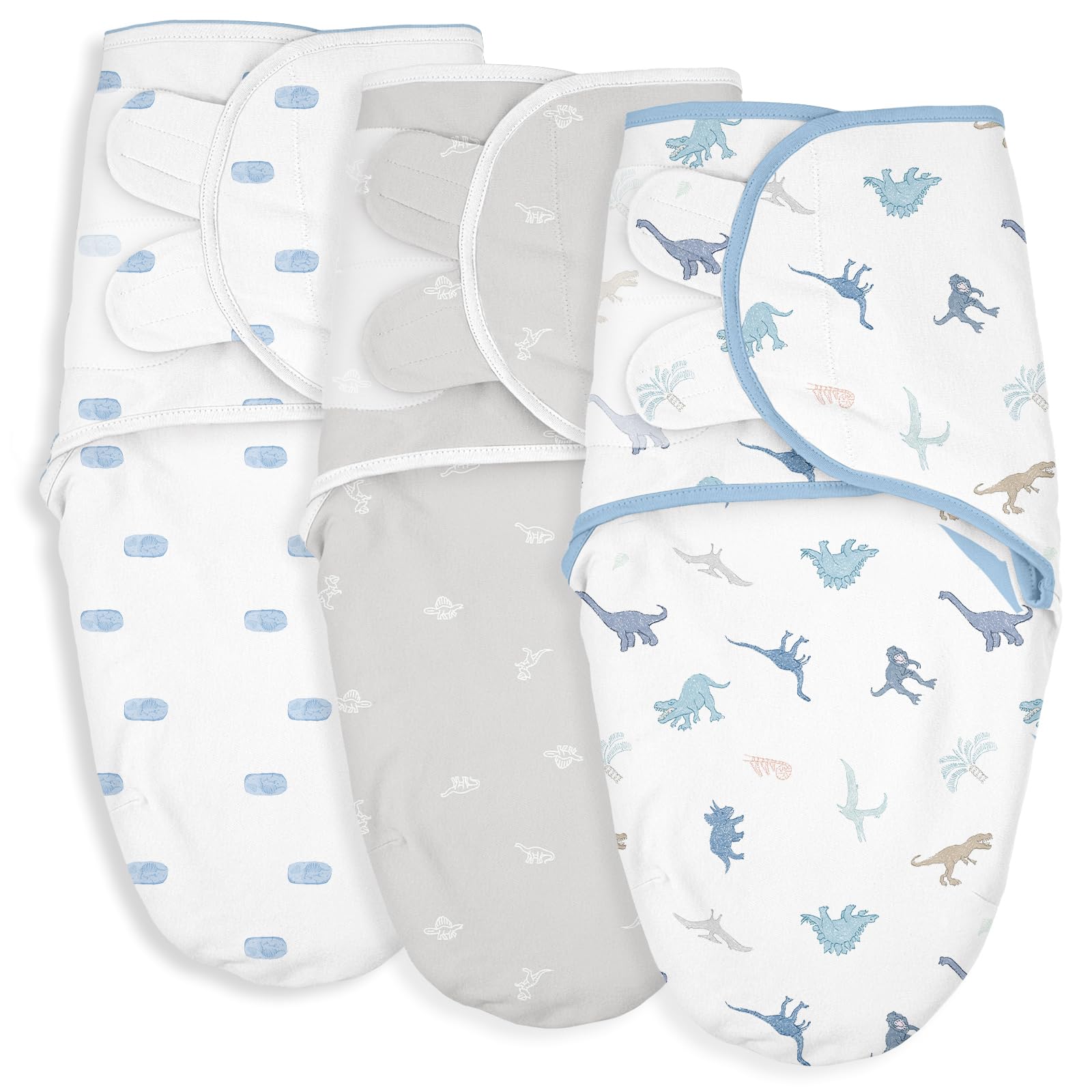 GLLQUEN BABY Baby Swaddle Wraps for 0-3 Months Newborn,Oeko-tex100,100% Breathable Organic Cotton Fabric Swadding Blankets,3 Pack(Dinosaur Land)