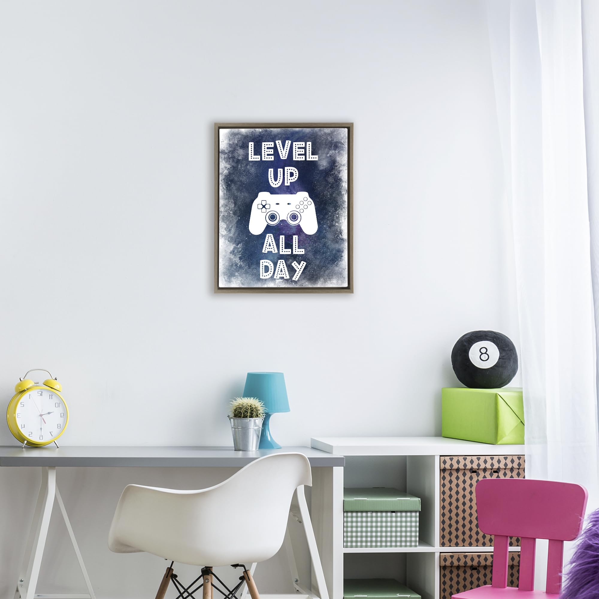 Stupell Industries Marcus Prime Leinwandbild, Motiv Level Up All Day Splash Gold, gerahmt, 53,3 x 43,2 cm