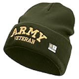 Army Veteran Letters Embroidered 12 Inch Long Knitted Beanie