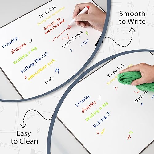 Miniatura 5 de Pizarra blanca magnética para refrigerador, pizarra blanca de 17 x 13 pulgadas, planificador magnético con 6 marcadores magnéticos de borrado en