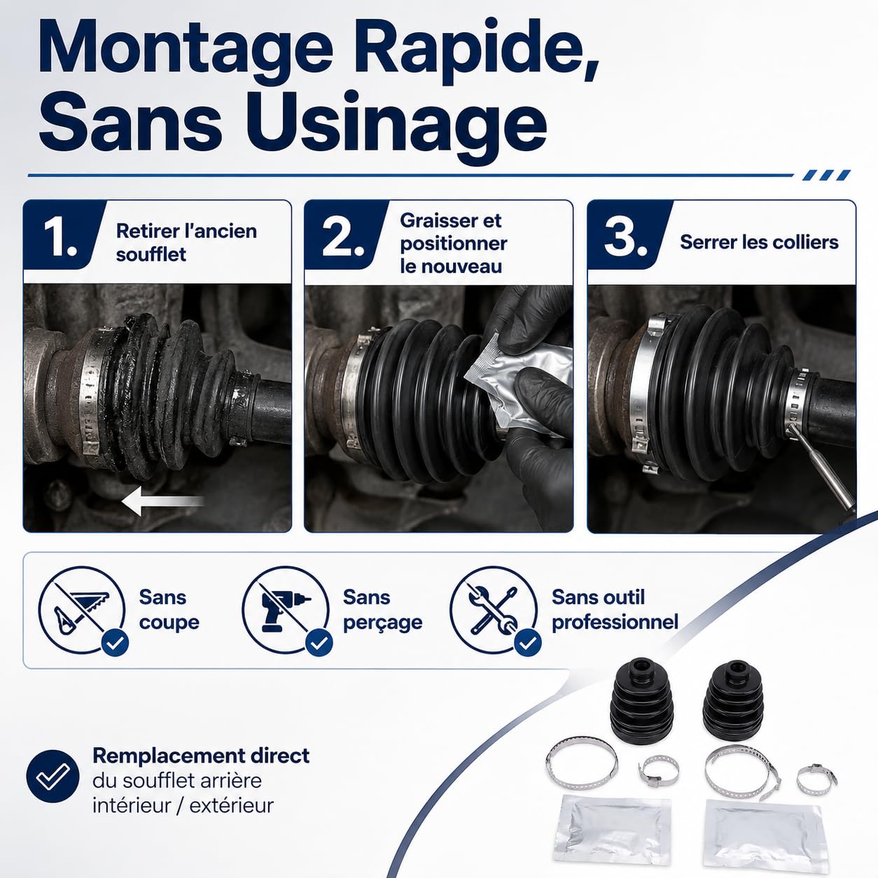 Kit Botte Cardan Arrière Intérieur Extérieur Manchon Caoutchouc Transmission Soufflet de Cardan Universel OE 705500953 705500855 Accessoire Transmission pour Quad 500 650 800 4X4