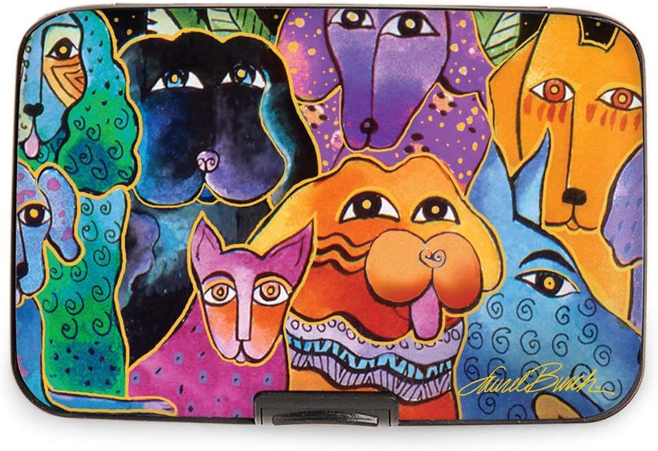 MonarqueFig Design Group Armored Wallet RFID Secure Data Theft Protection Credit Card Case (Laurel Burch Dogs)