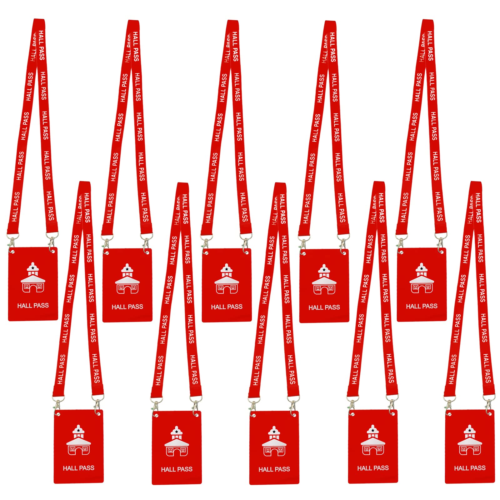 Hall Pass Lanyards with Large Card Passes, Unbreakable School Classroom 5 Inch Passes Set for Teacher Parents(Hall Bathroom Library Office & Nurse),10
