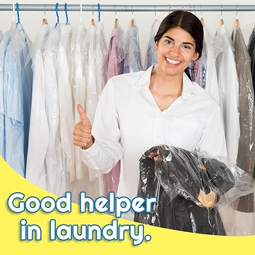 Miniatura 6 de Patelai 40 bolsas de ropa extra largas de 7240 pulgadas para vestidos, bolsas de limpieza en seco para colgar ropa, tintorería, ropa de plástico