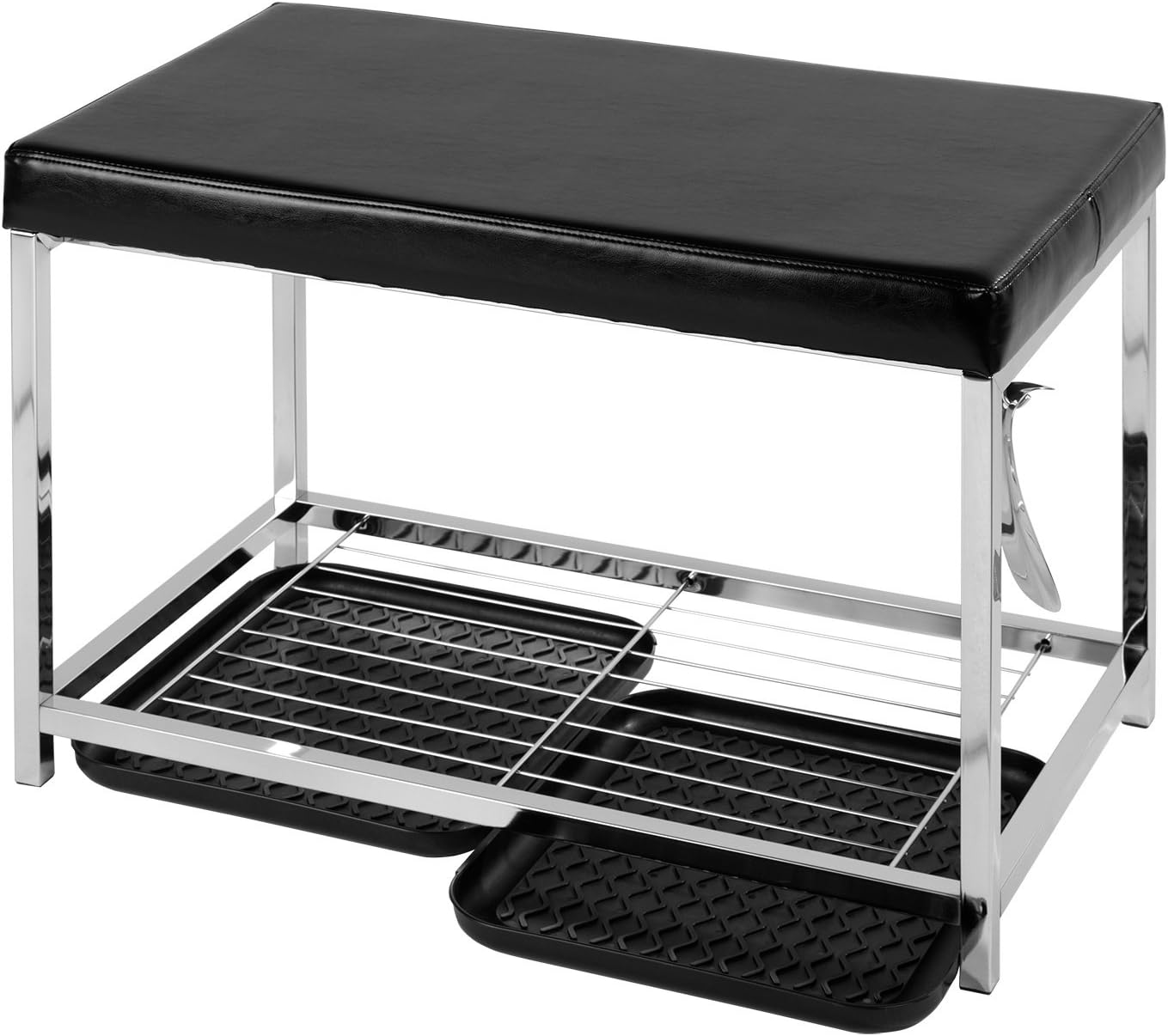 Wenko 86420500 Shoe Rack with 2 Plates, Stainless Steel, Chrome, 40 x 70 x 47 cm