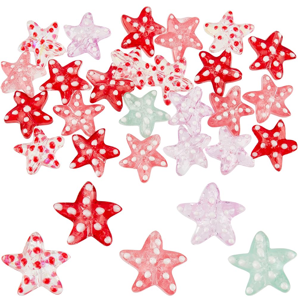 Perles étoile de mer SUNNYCLUE en verre coloré lot de 30 pour bijoux d'été faits main