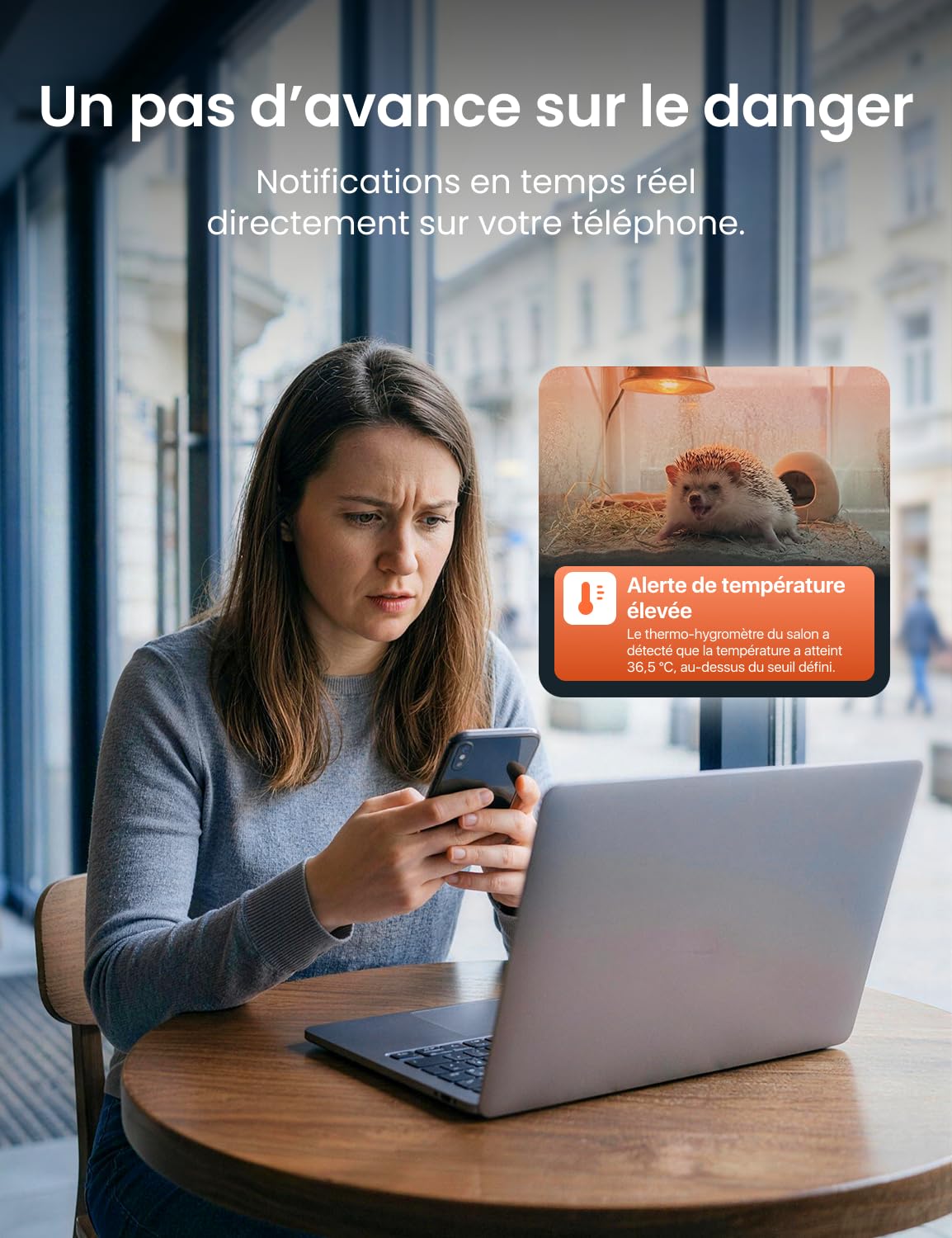 AEGISLINK Hygromètre Thermomètre WiFi, Moniteur de Température Intelligent, Mini Capteur d’Humidité avec Notification, Stockage et Export de Données, Compatible Alexa, ATHZ31 | Compatible Alexa, Notifications, Stockage et Export des Données