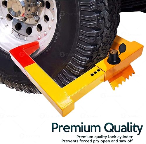 Miniatura 6 de ZONETECH Paquete de 2 cerraduras de seguridad para rueda, abrazadera de remolque, garra de neumático de arranque  Estabilizador resistente de alta