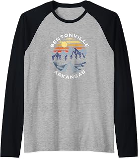 Bentonville Arkansas Mountains Vacation Souvenir Raglan Baseball Tee